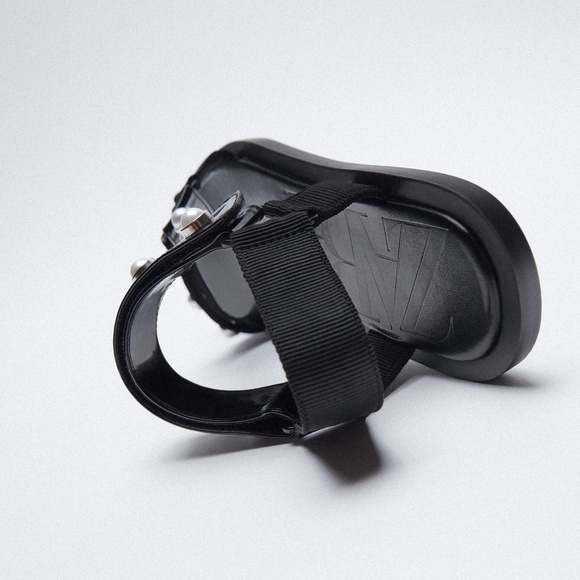 NWT Zara Black Pearl Sandals - Picture 10 of 12